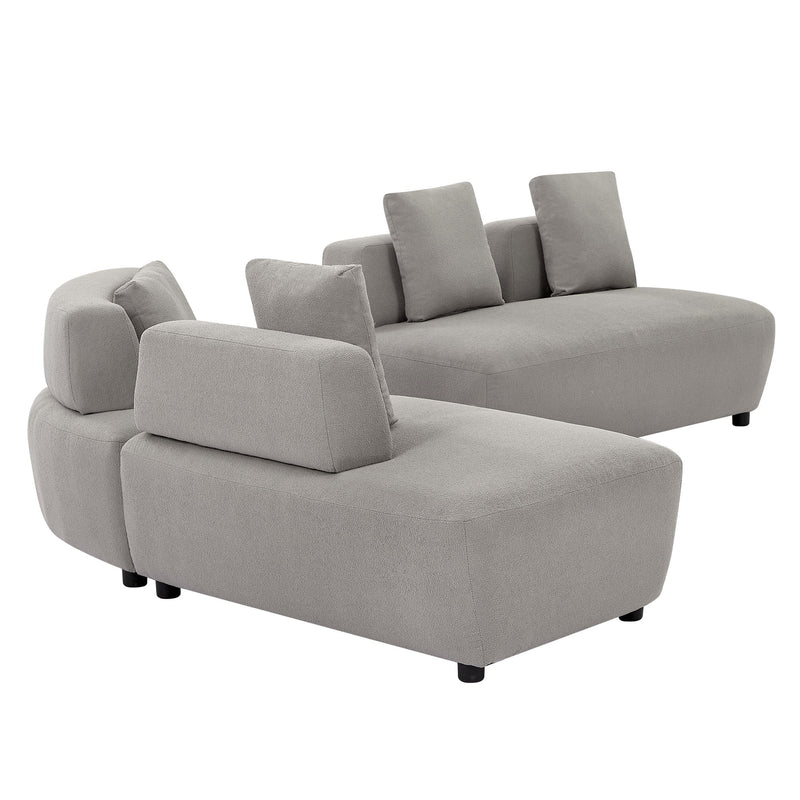 Contemporary 3 Piece Sectional Sofa Free Convertible Sofa With Four Removable Pillows For Living Room