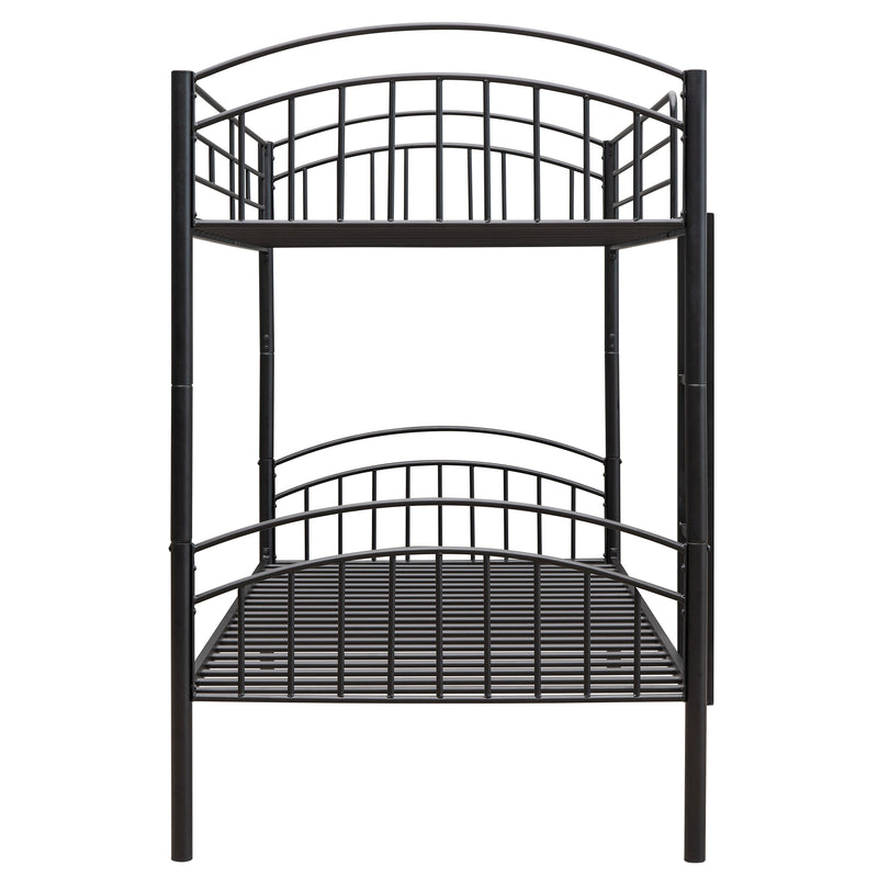 Twin Over Twin Metal Bunk Bed,Divided into Two Beds(Black){OLD SKU:MF280424AAB}