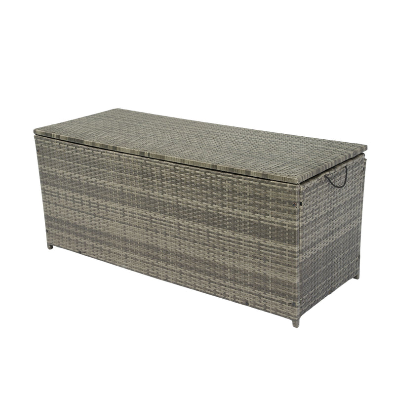 Outdoor Storage Box, Wicker Patio Deck Boxes With Lid, Outdoor Cushion Storage For Kids Toys, Pillows, Towel, Wicker