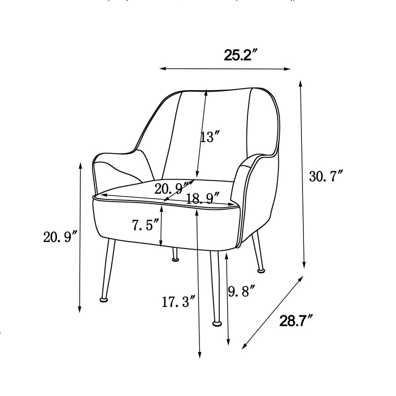 Modern Mid-Century Chair Linen Sherpa Armchair For Living Room Bedroom Office