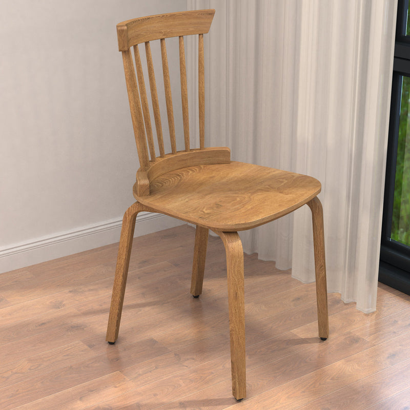 Solid Wood Slat Back Windsor Chair (Set of 2) - Natural