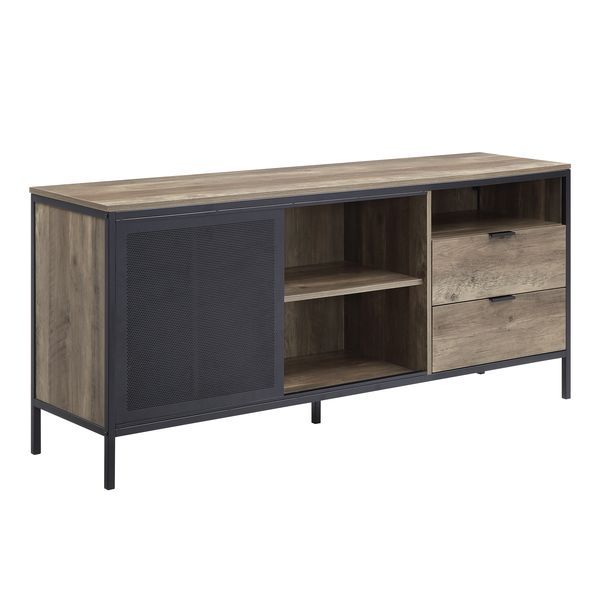 Nantan - TV Stand - Rustic Oak & Black Finish - 28"