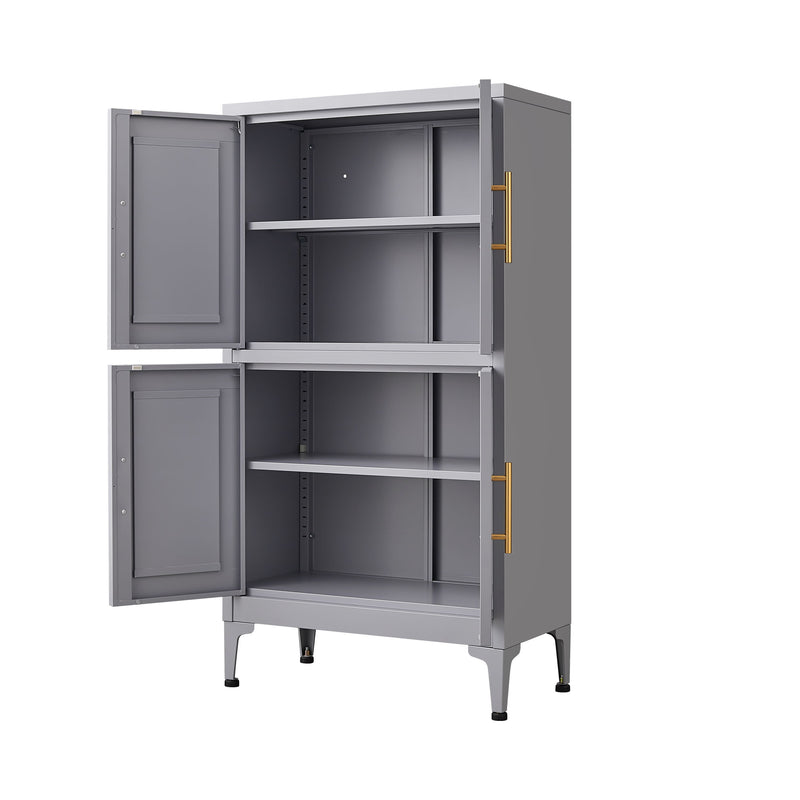 Metal Kitchen Storage Cabinet, Kitchen Pantry Storage Cabinet With Doors And Shelves, Storage Cabinet With Adjustable Leveling Foot For Kitchen, Living Room And Dining Room