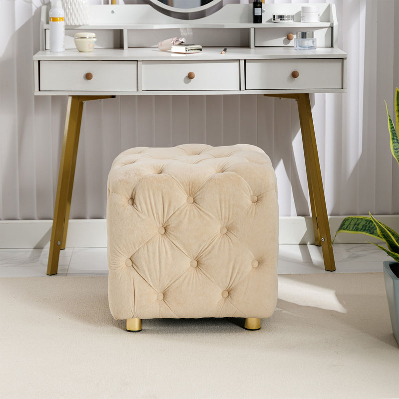 Modern Velvet Upholstered Ottoman, Exquisite Small End Table, Soft Foot Stool, Dressing Makeup Chair, Comfortable Seat For Living Room, Bedroom, Entrance