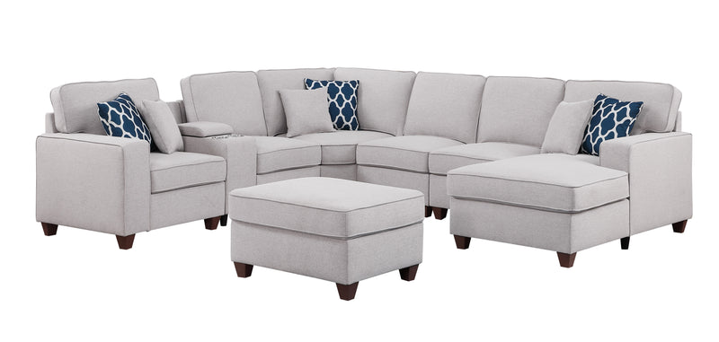 Tina - 8 Piece Upholstered Sectional With Ottoman