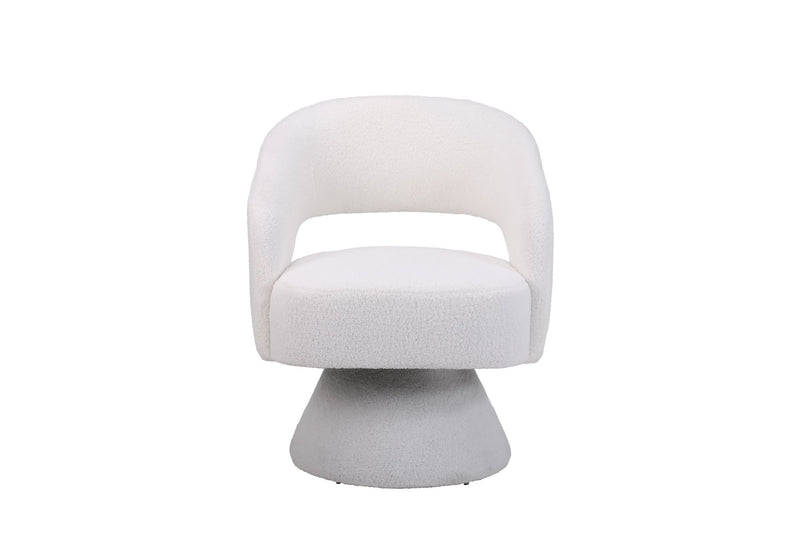 Swivel Accent Chair Armchair, Round Barrel Chair For Living Room Bedroom - Teddy Fabric