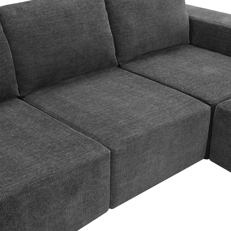 Modular U-Shaped Sectional Sofa, Luxury Chenille Floor Couch Set, Upholstered Indoor Furniture, Foam - Filled Sleeper Sofa Bed For Living Room, Bedroom, Free Combination