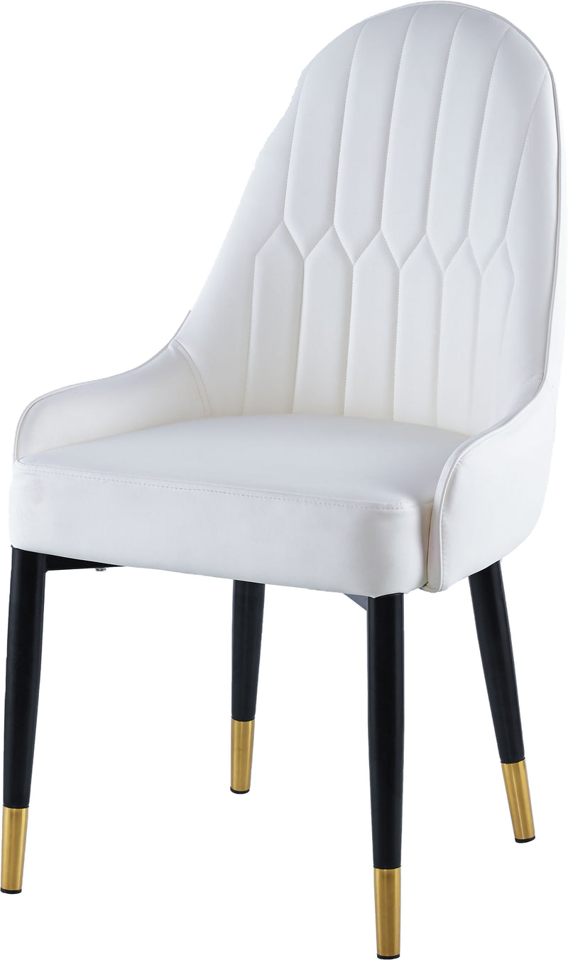 Modern Leather Dining Chair (Set of 2), Upholstered Accent Dining Chair, Legs With Black Plastic Tube Plug - White