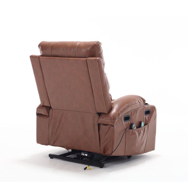 Large Size Electric Power Lift Recliner Chair Sofa For Elderly, 8 Point Vibration Massage And Lumber Heat, Remote Control, Side Pockets And Cup Holders