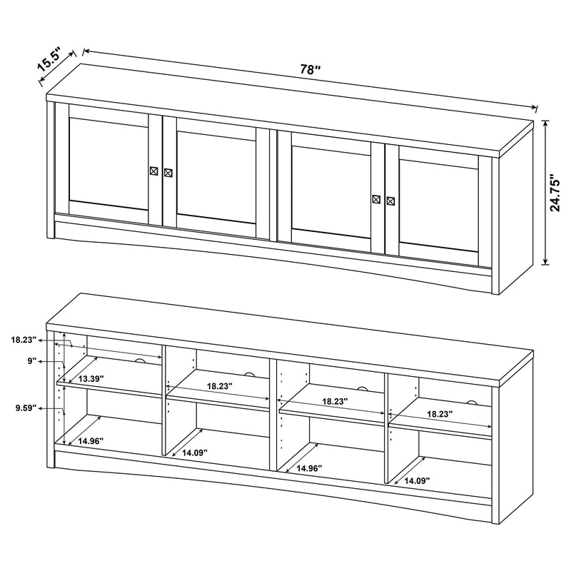 Laughlin - 78" TV Stand 4 Door Engineered Wood - Dark Pine