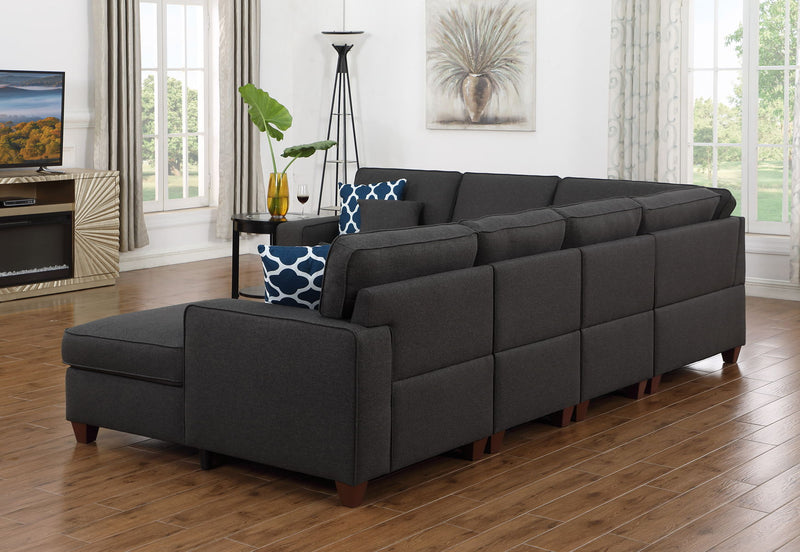 Aspen - Sectional Sofa With Chaise And Ottoman - Dark Gray