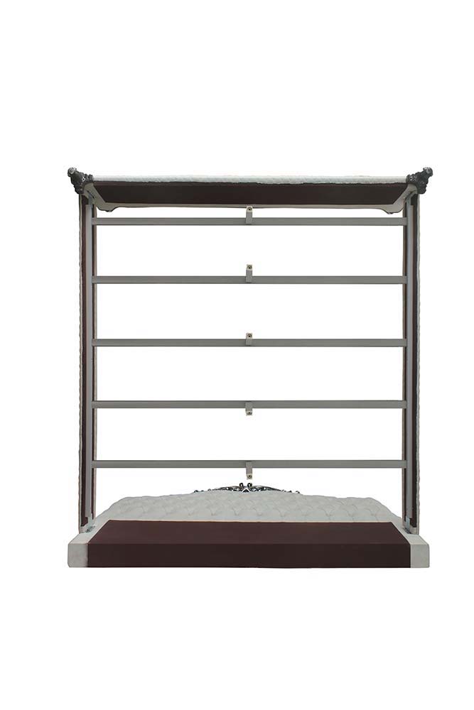 House - Delphine - Queen Bed - Two Tone Ivory Fabric & Charcoal Finish