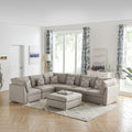 Amira - Fabric Reversible Modular Sectional Sofa With Ottoman And Pillows