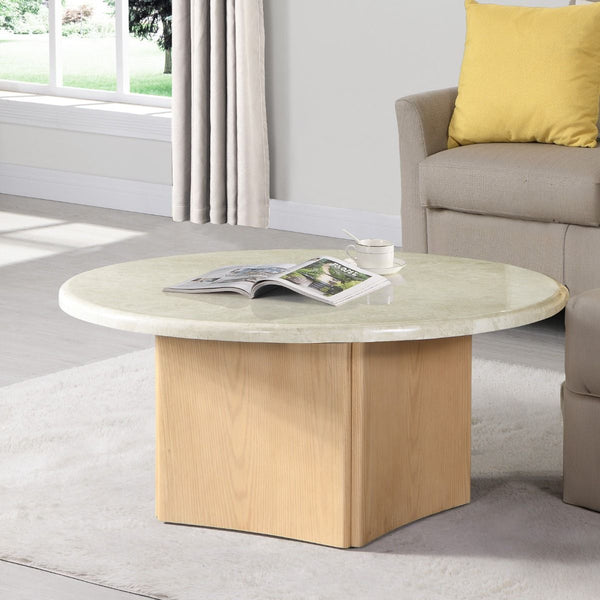 Qwin - Coffee Table With Marble Top - Oak