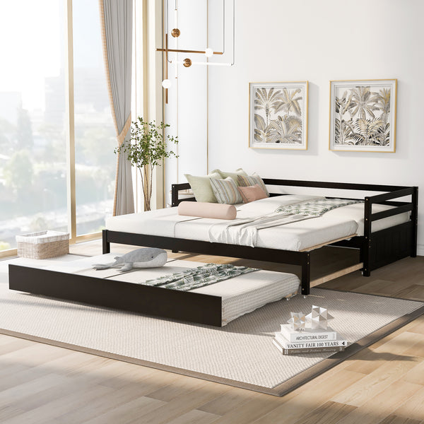 Twin or Double Twin Daybed with Trundle,Espresso