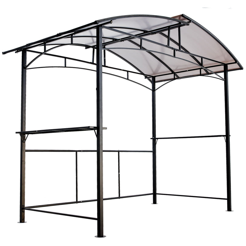 Grill Gazebo 8X5Ft, Outdoor Patio Canopy, Bbq Shelter With Steel Hardtop And Side Shelves - Black