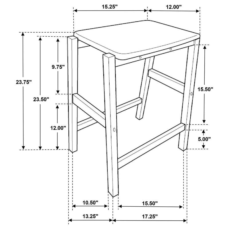 Hollis - 3-Piece Kitchen Island Counter Height Table With Stools - Brown And White