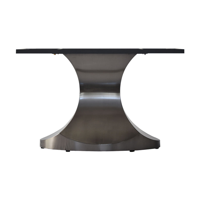 78.74" Modern Artificial Stone Panel Stainless Steel Curved Legs, Can Accommodate 8 People - White / Gray