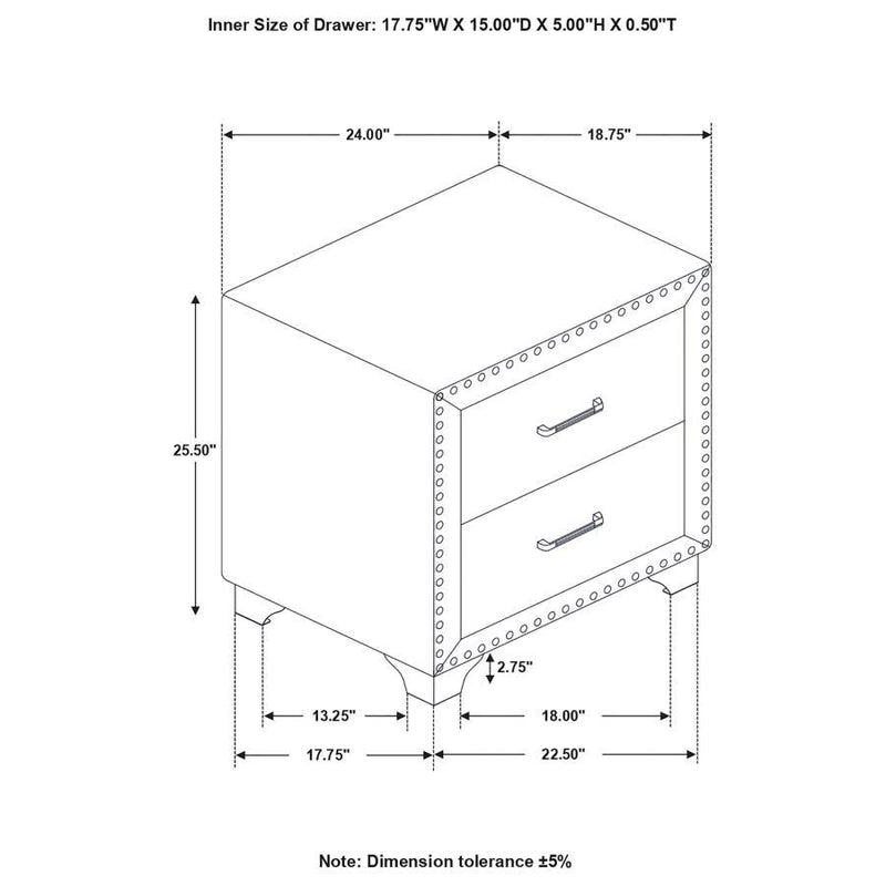 Melody - Upholstered 2-Drawer Nightstand