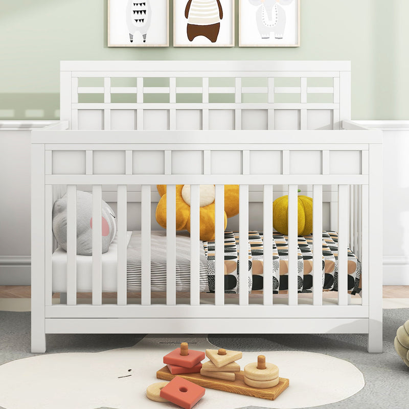 Certified Baby Safe Crib, Pine Solid Wood, Non-Toxic Finish, Snow White
