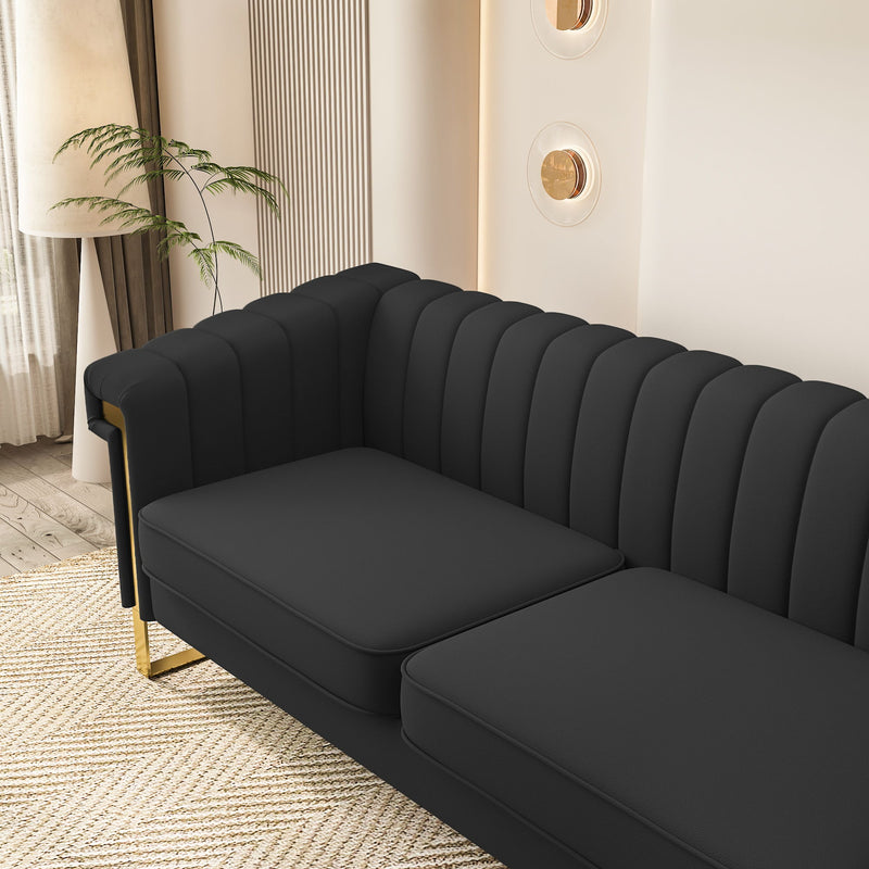 Fx-P81Pu-Bk Fashionable Sofa For Livingroom And Office Room 3S Sofa (Temu Suitable) - Black