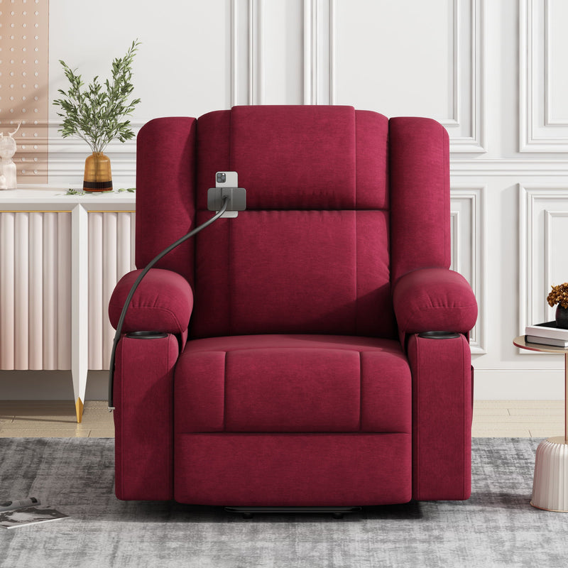 Power Lift Recliner Chair Electric Recliner For Elderly Recliner Chair With Massage And Heating Functions, Remote, Phone Holder Side Pockets And Cup Holders For Living Room