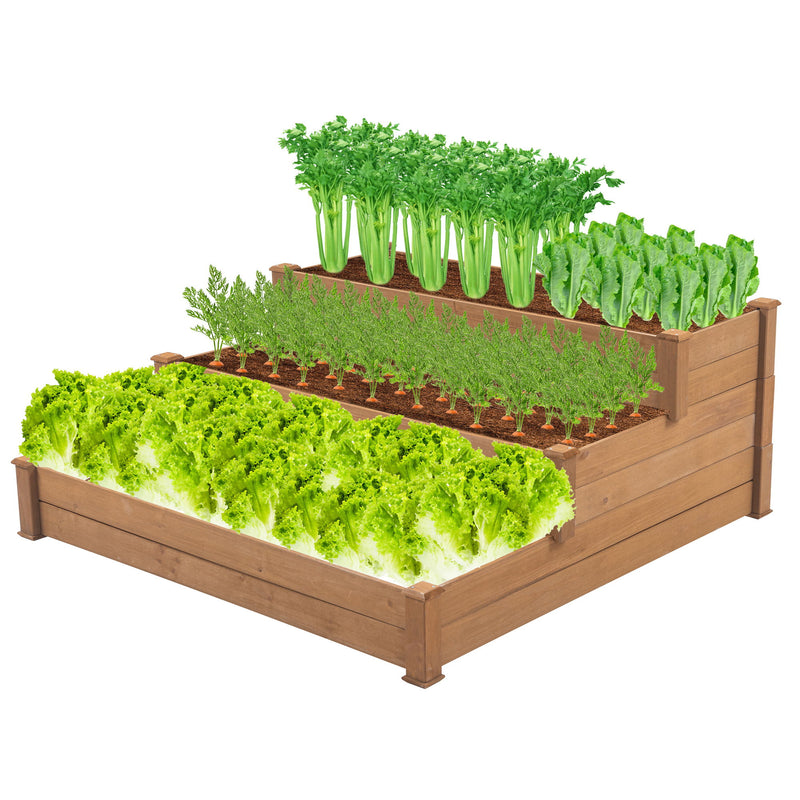 Raised Garden Bed Horticulture Outdoor Elevated Flower Box Tiered Garden Bed Wooden Vegetables