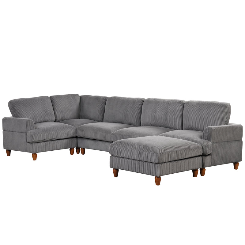 U_Style Modular Sectional Sofa with Ottoman L Shaped Corner Sectional for Living Room, Office, Spacious Space(same sku: WY000336AAE)