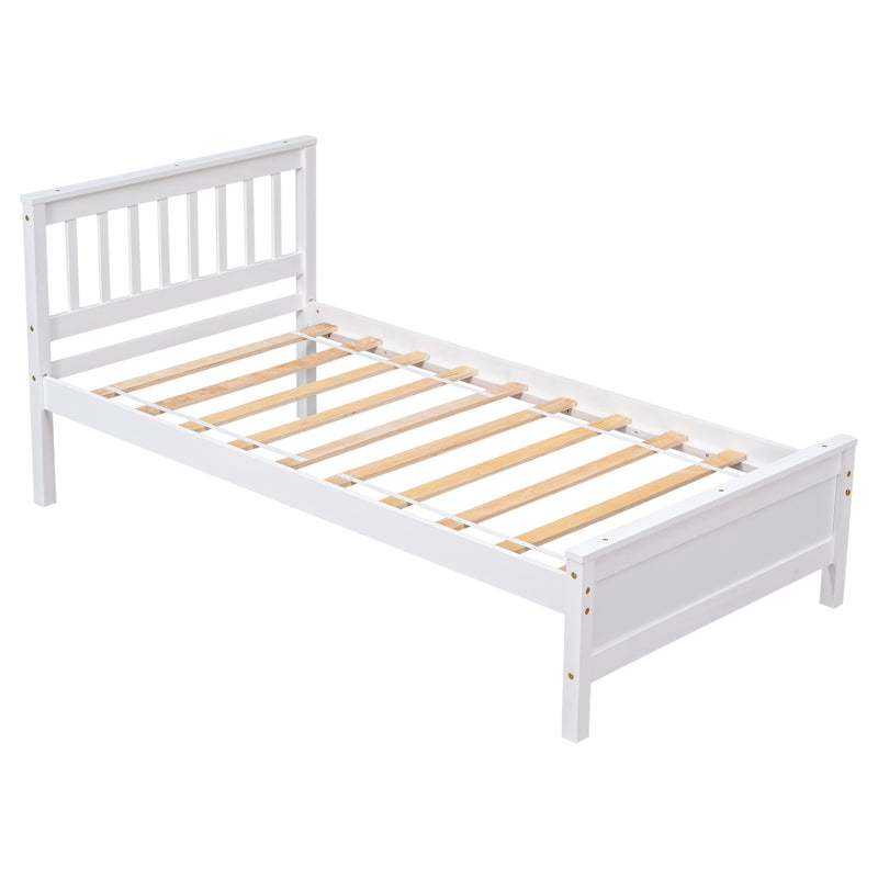 Twin Bed with Headboard and Footboard for Kids, Teens, Adults,with a Nightstand,Wite