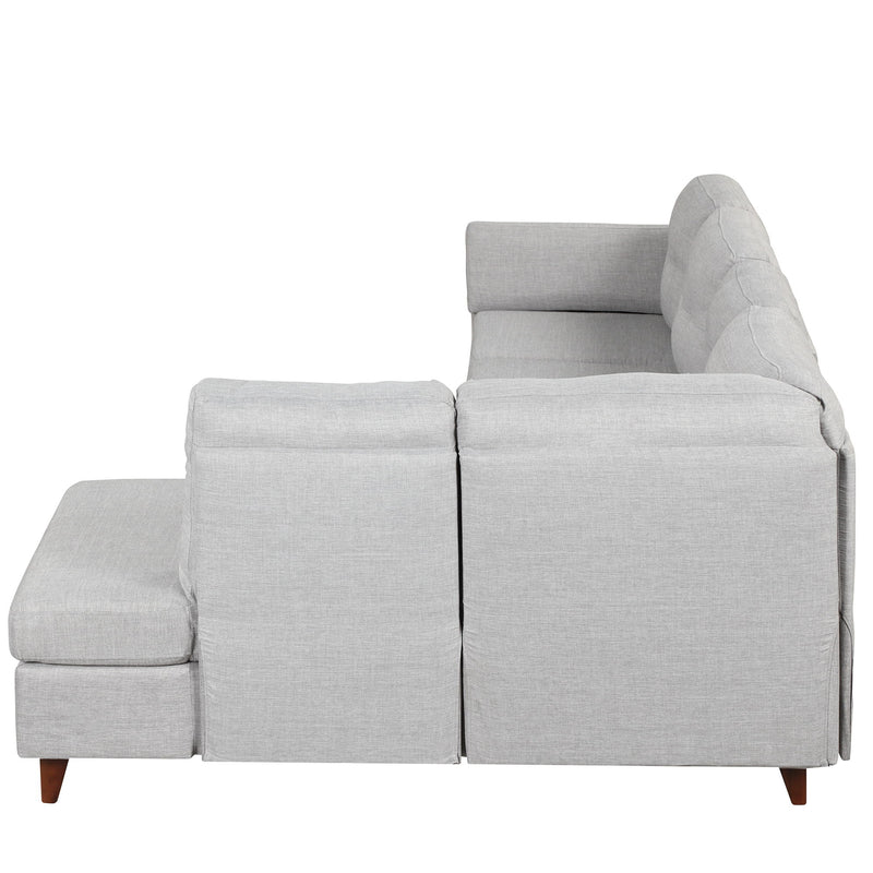 Modern Linen Fabric Sofa, L-Shape Couch With Chaise Lounge, Sectional Sofa With One Lumbar Pad