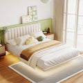 Upholstered Bed With Sensor Light And Headboard, Floating Velvet Platform Bed