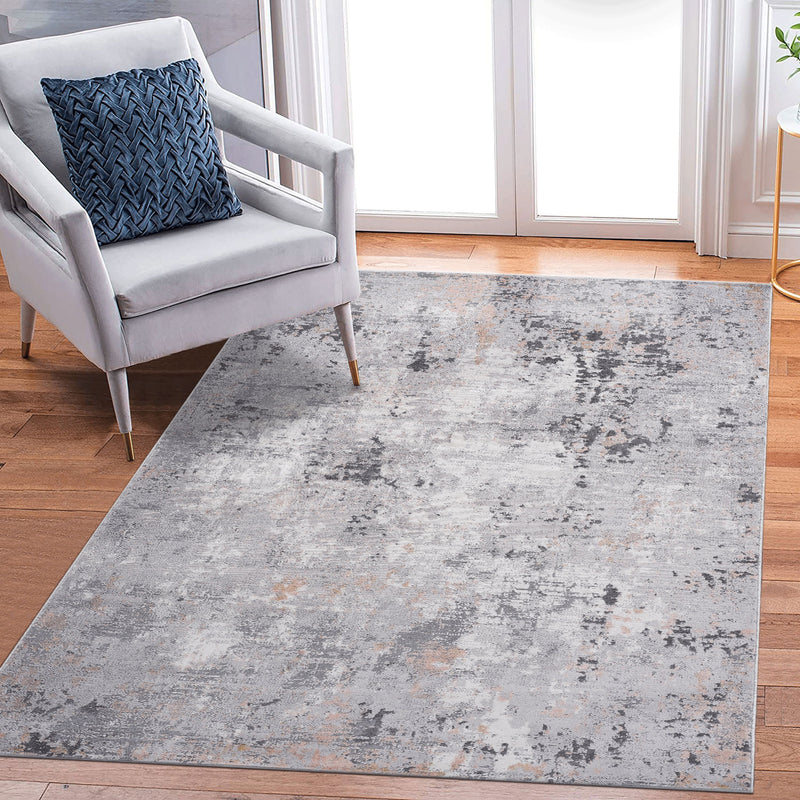 5' x 7' Abstract Non-Shedding Living Room Bedroom Dining Home Office Stylish And Stain Resistant Area Rug - Gray / Multi