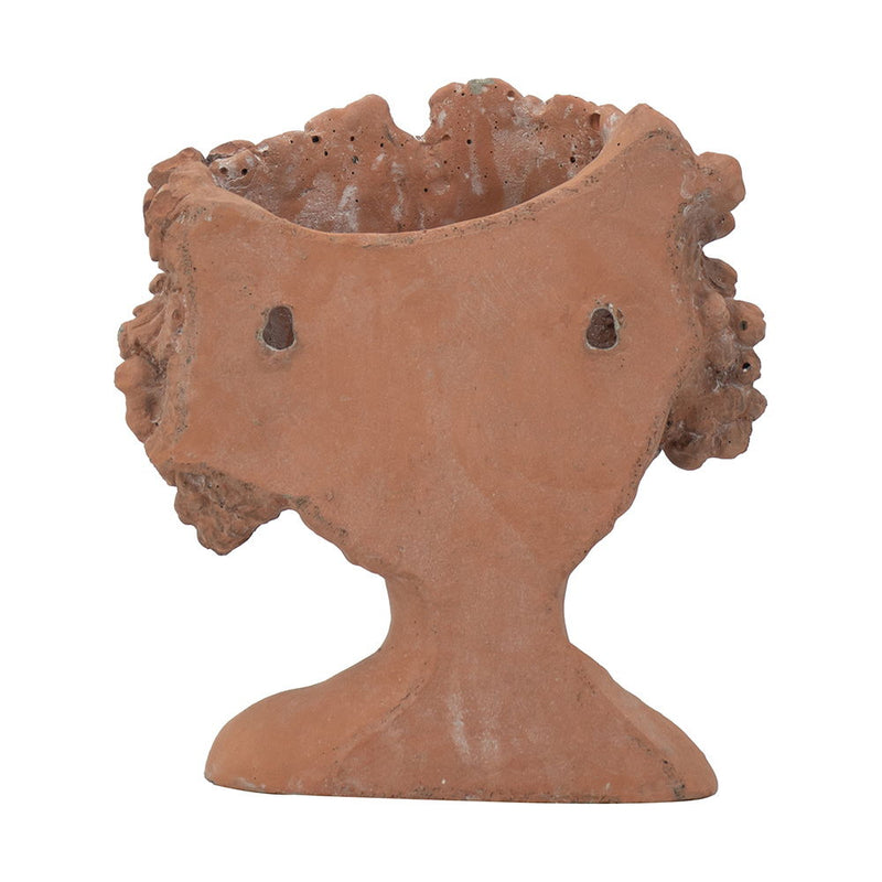 8X4X9" Visage Head Bust Planter, Home Wall Planter - Brown