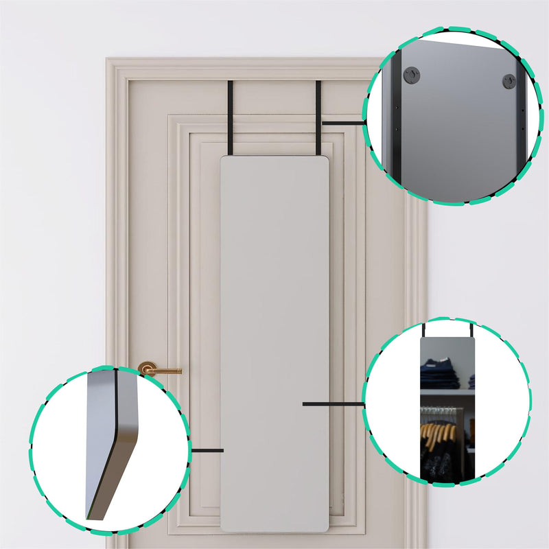 Wall Mount Mirror (Set of 2), Mdf Mirror Wall Mount At Horizontal & Vertical Hanging - White