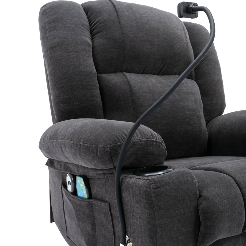 Power Lift Recliner Chair Electric Recliner For Elderly Recliner Chair With Massage And Heating Functions, Remote, Phone Holder Side Pockets And Cup Holders For Living Room