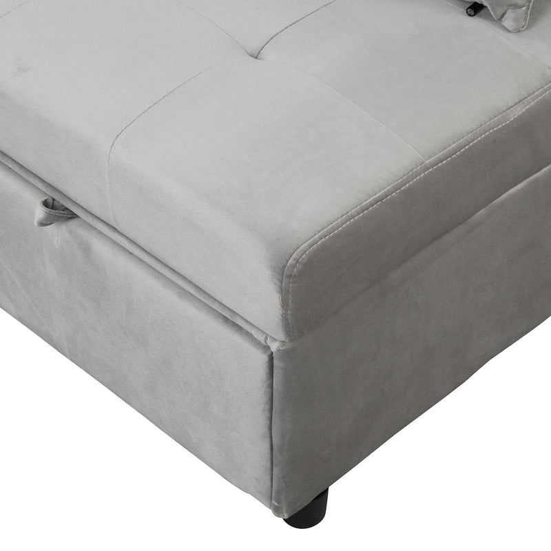 Folding Ottoman Sofa Bed - Gray Fabric