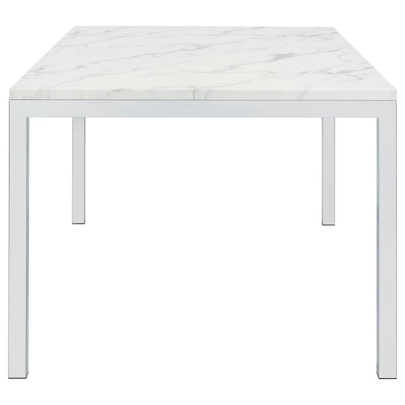 Athena - Rectangle Dining Table With Marble Top - Chrome