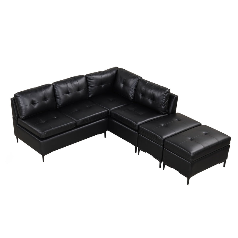 L-Shaped Corner Sofa Sectional Sofa Couch With Movable Storage Ottomans For Living Room