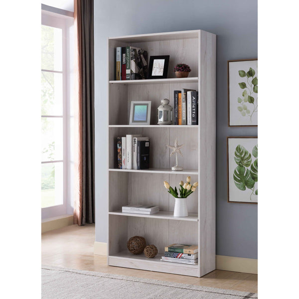 Modern Neutral Display Stand, Bookcase With Five Open Shelves - White Oak