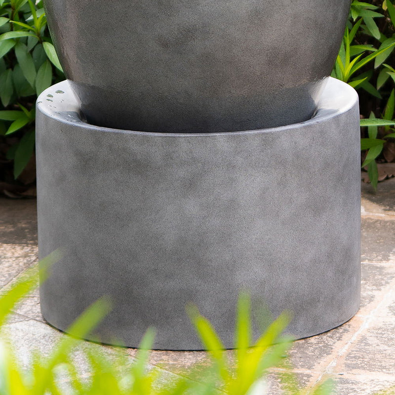 Heavy Outdoor Cement Fountain, Cute Unique Urn Design Water Feature For Home Garden, Lawn, Deck & Patio