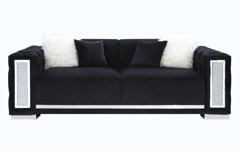 Trislar - Sofa - Black Velvet - 33"