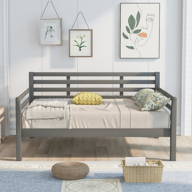 Wooden Full Size Daybed with Clean Lines, Gray