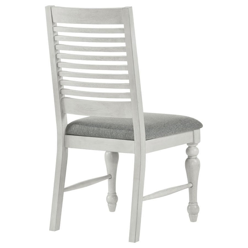 Aventine - Ladder Back Dining Side Chair With Upholstered Seat Vintage (Set of 2) - Chalk And Grey