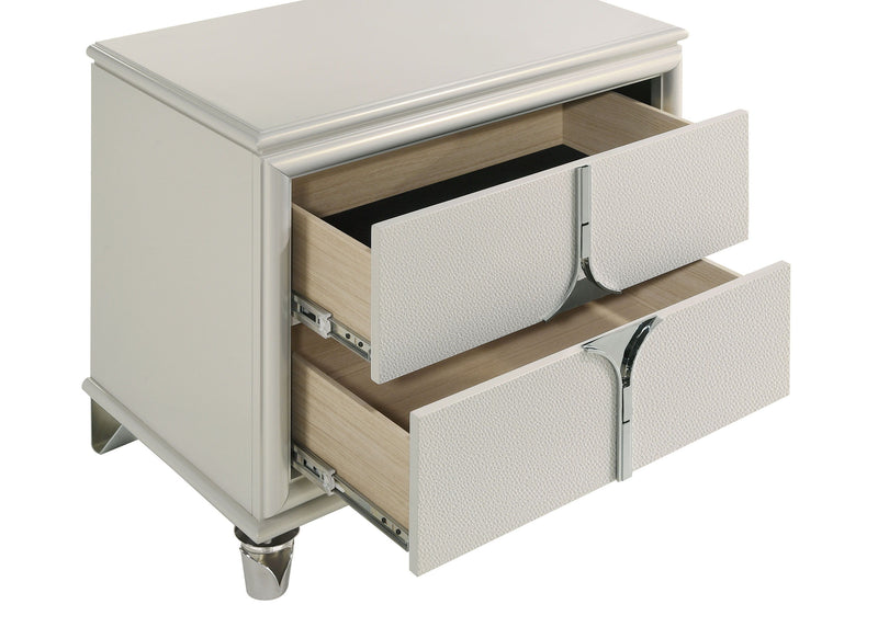 Olivia - 2-Drawer Nightstand Bedside Table - Pearl White