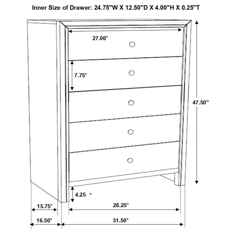 Serenity - 5-Drawer Bedroom Chest