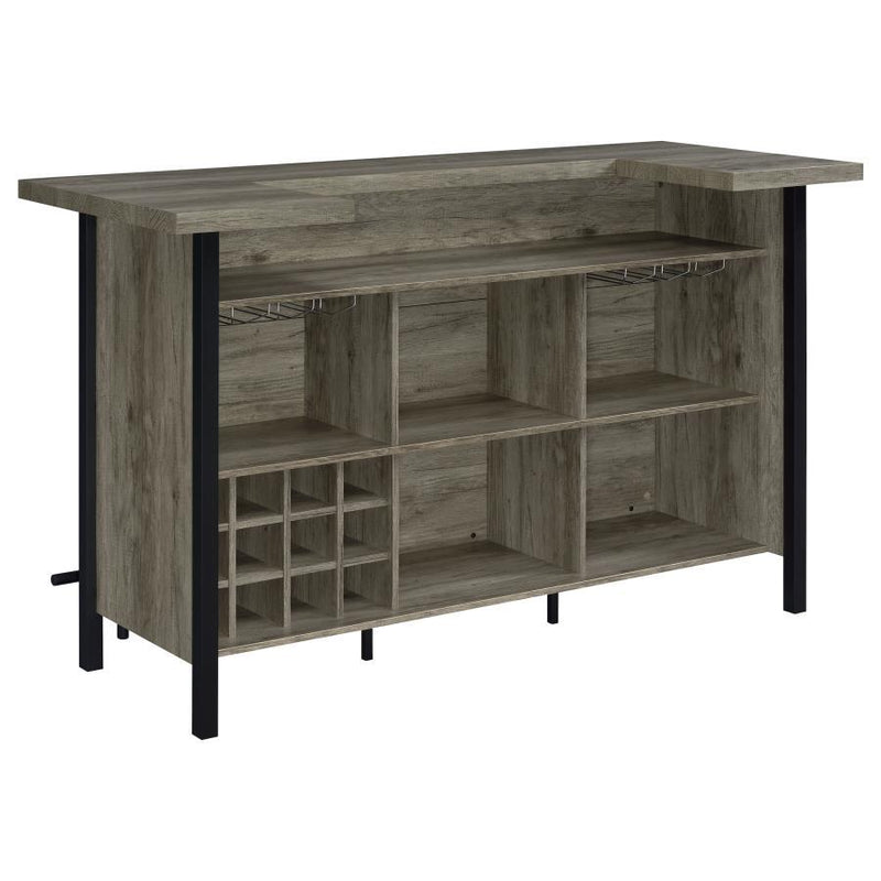 Bellemore - Bar Unit With Footrest - Gray Driftwood And Black