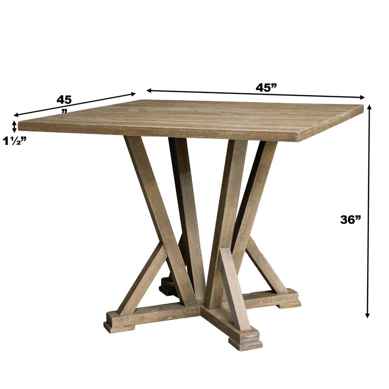 Modern Farmhouse Square Counter Table For 4 Seaters - Antique Wire Brushed