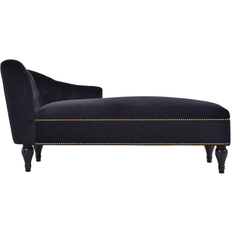 Velvet Chaise Lounge, Button Tufted Right Arm Facing Lounge Chair With Nailhead Trim & Solid Wood Legs For Living Room Or Office, Sleeper Lounge Sofa - Black