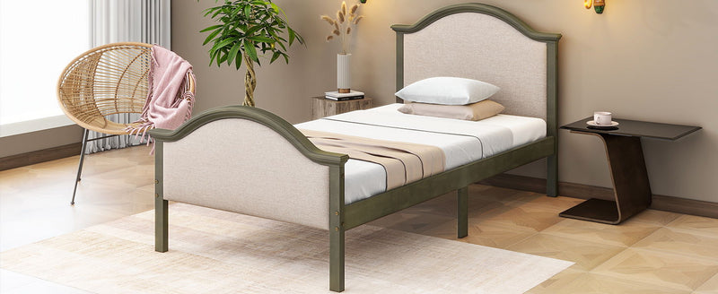 Bed With Upholstered Headboard And Footboard, With Slats