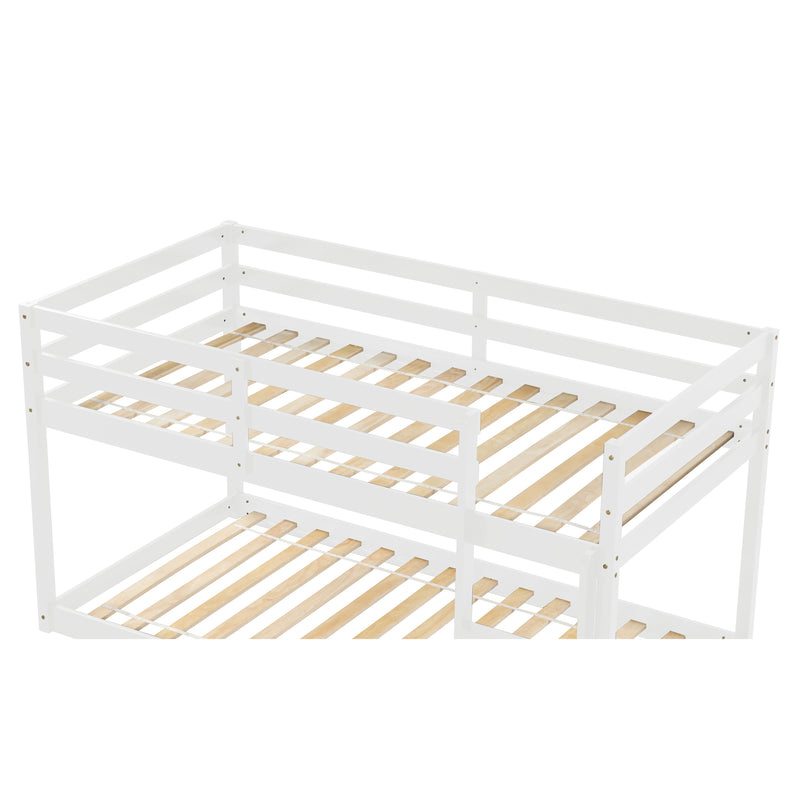 Twin over Twin Floor Bunk Bed, White(New SKU:W504P148538)